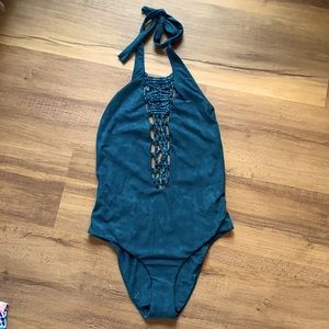 Mumu green halter one piece swimsuit size Medium